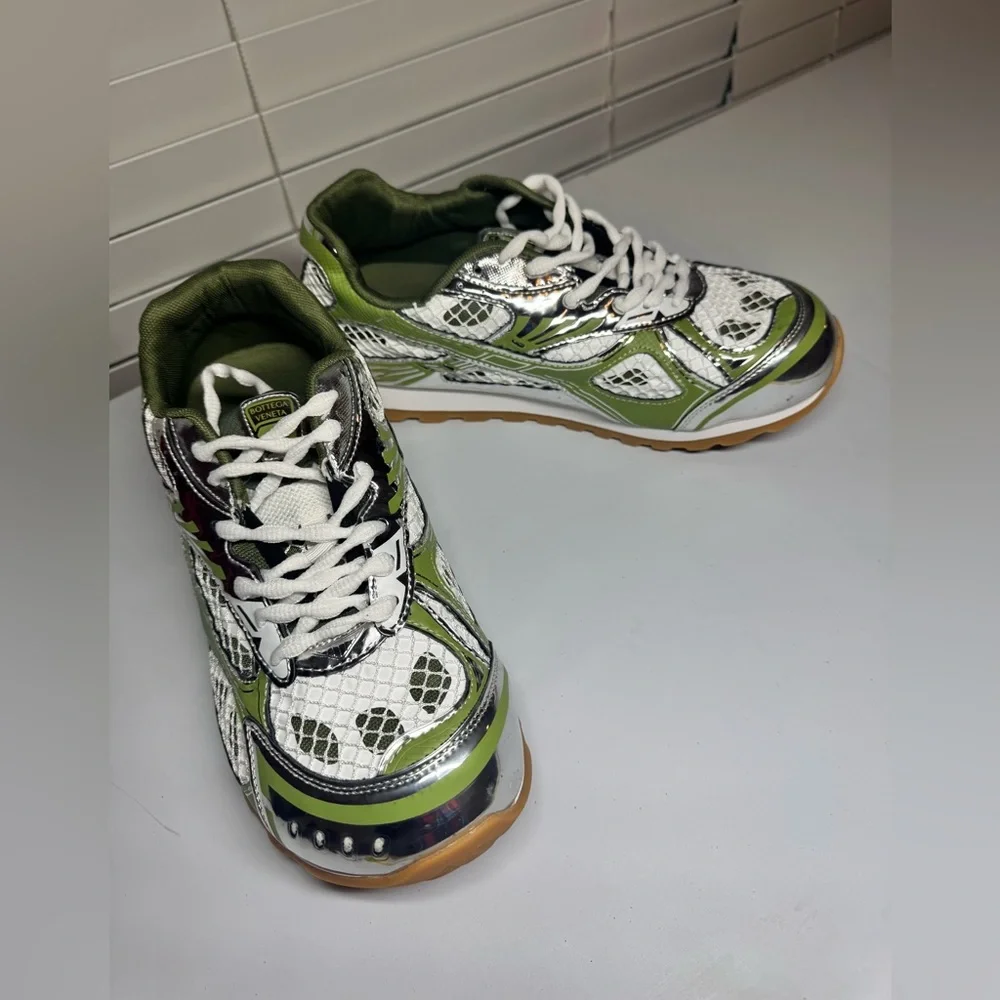 Green and Silver Sneakers. No Brand. - Picture 6 of 9
